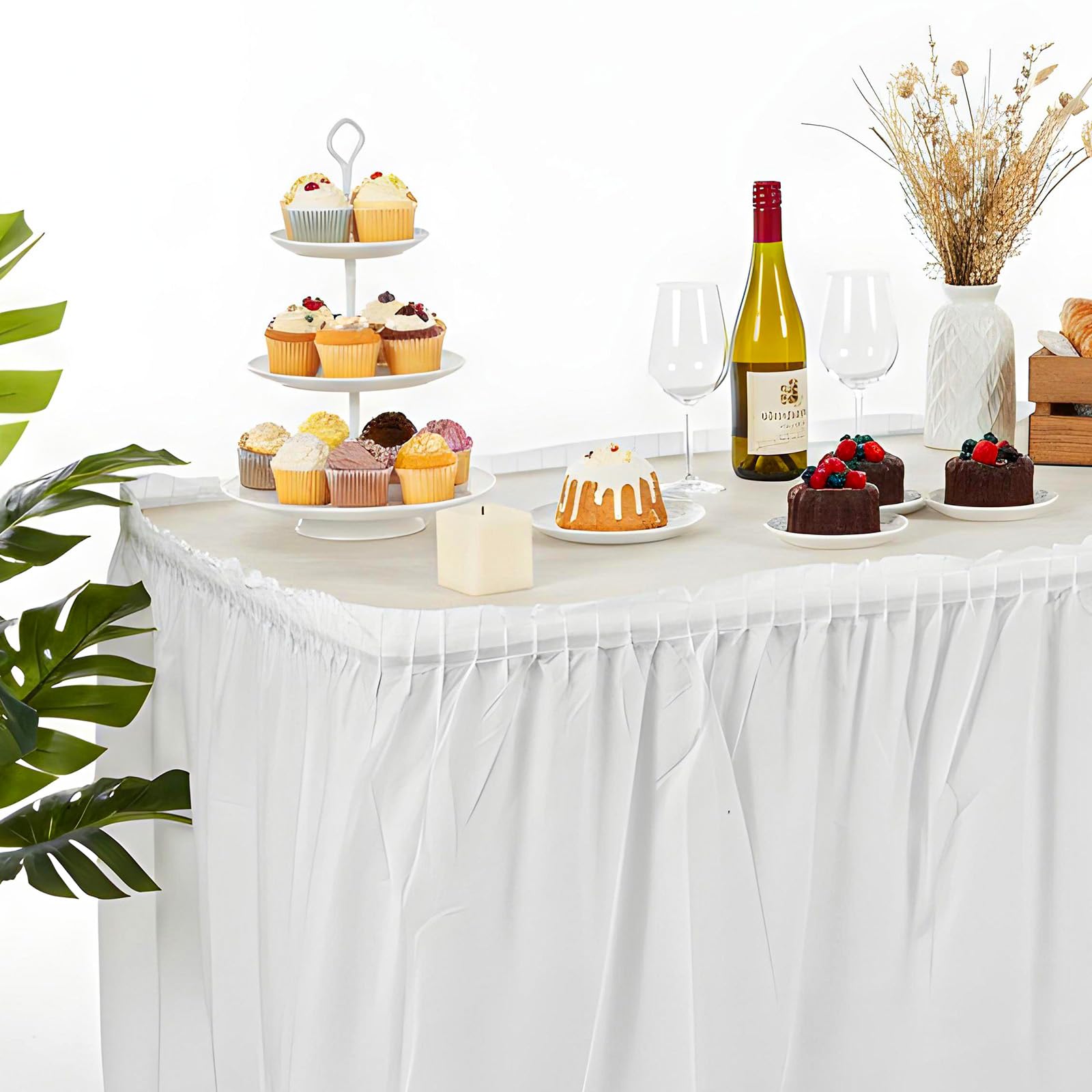 Six table skirts included for rectangular tables