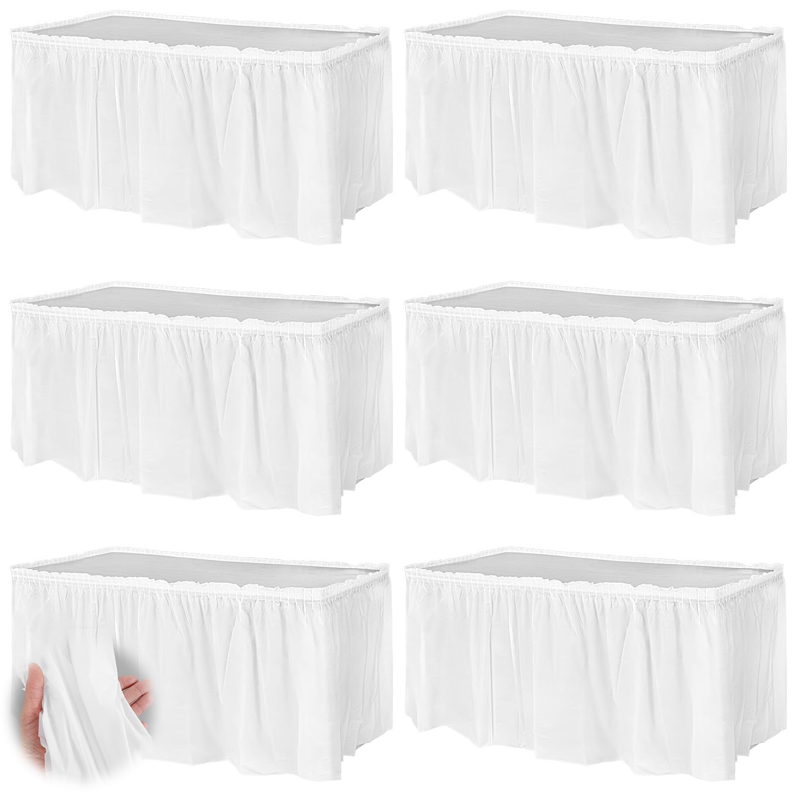 Versatile white table skirt for weddings and parties