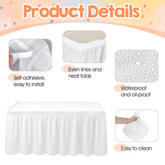 Self-adhesive rectangular table skirt for easy installation