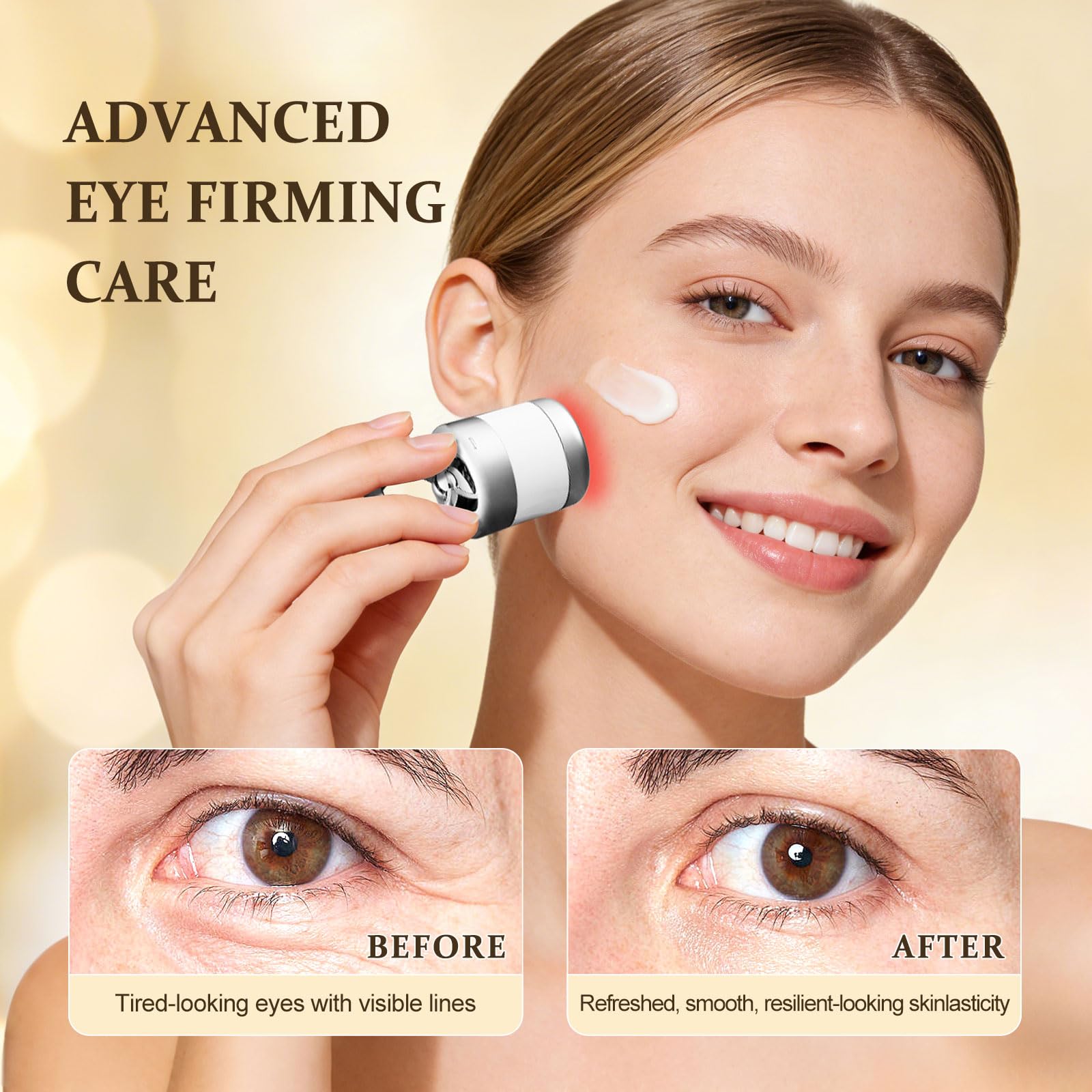 Red-Glow Eye Cream packaging with high-frequency applicator reference