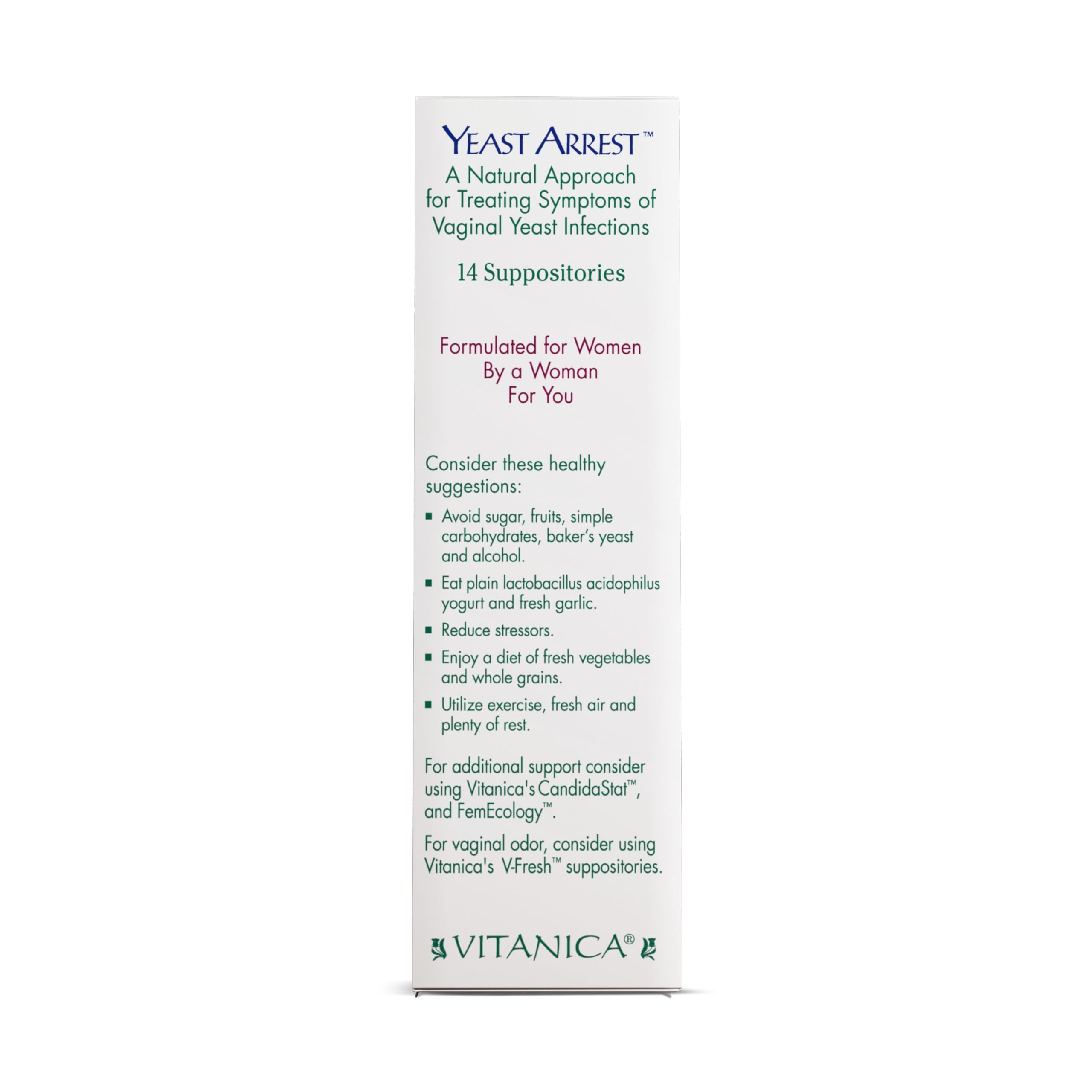 Yeast Arrest vaginal suppositories with Borax Sepia Berberis Kreosotum formula