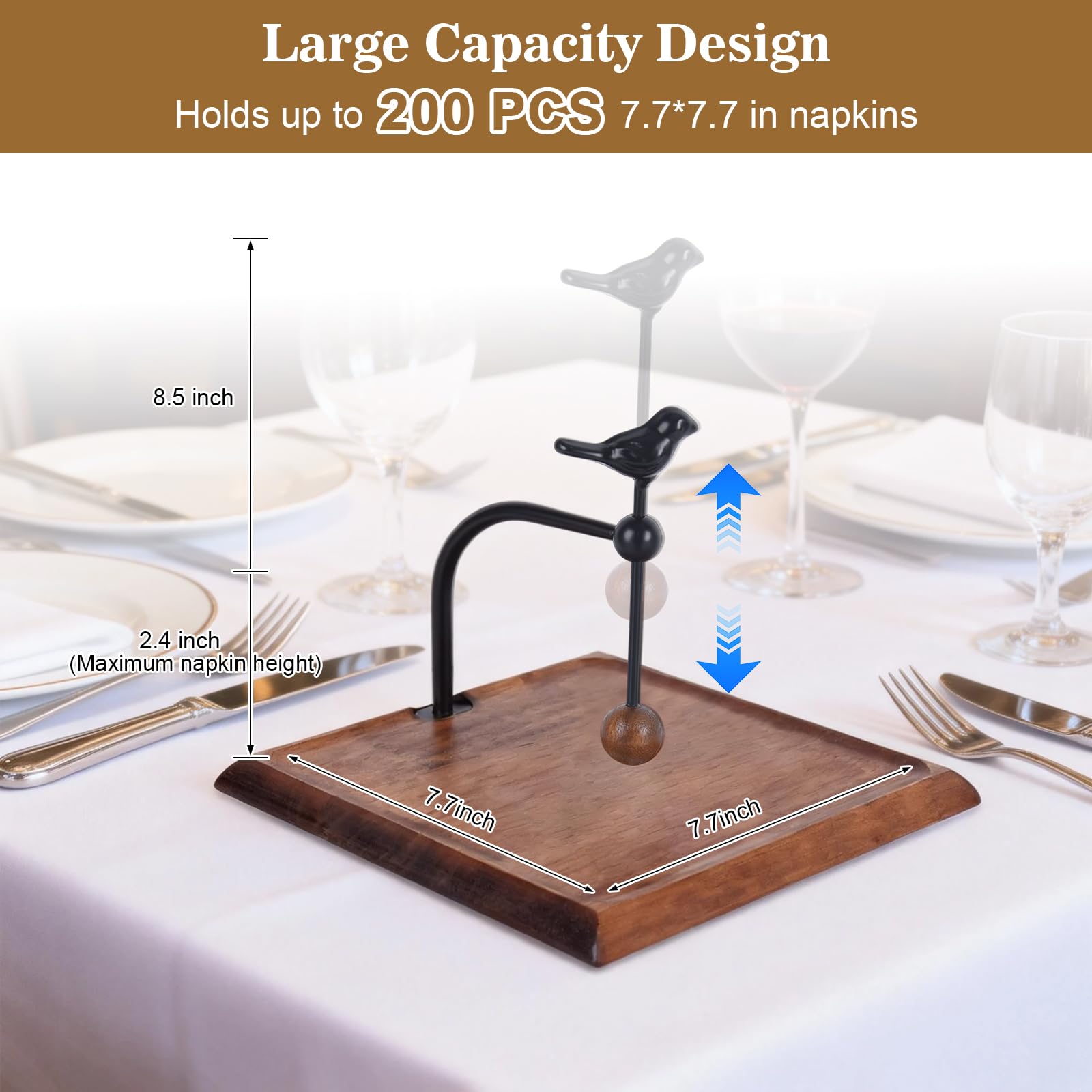 Yedcxup napkin holder fits square napkins 5x5 to 7.5x7.5 inches