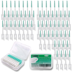 YEERSUO 200 pcs soft dental floss picks with case green