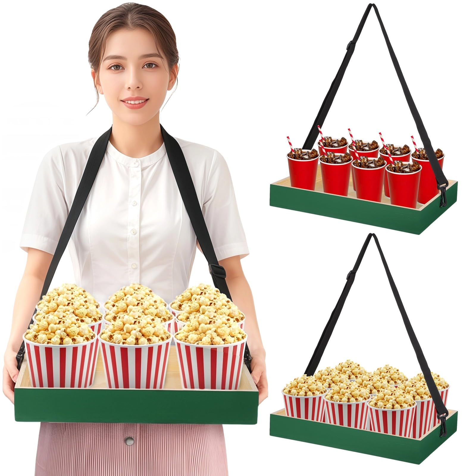 yeesport wooden snack trays with adjustable straps