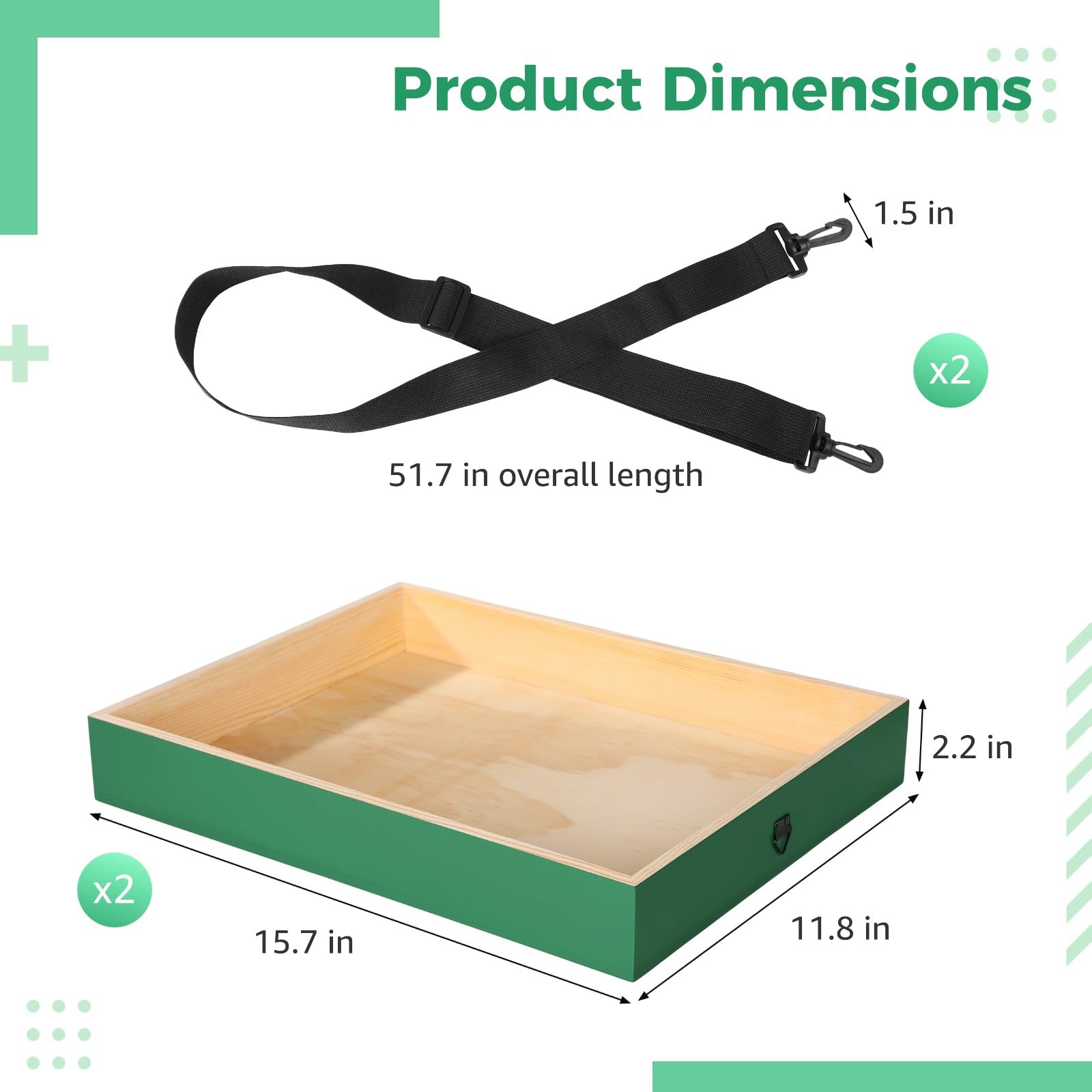 tray dimensions 15.7 x 11.8 x 2.2 inches