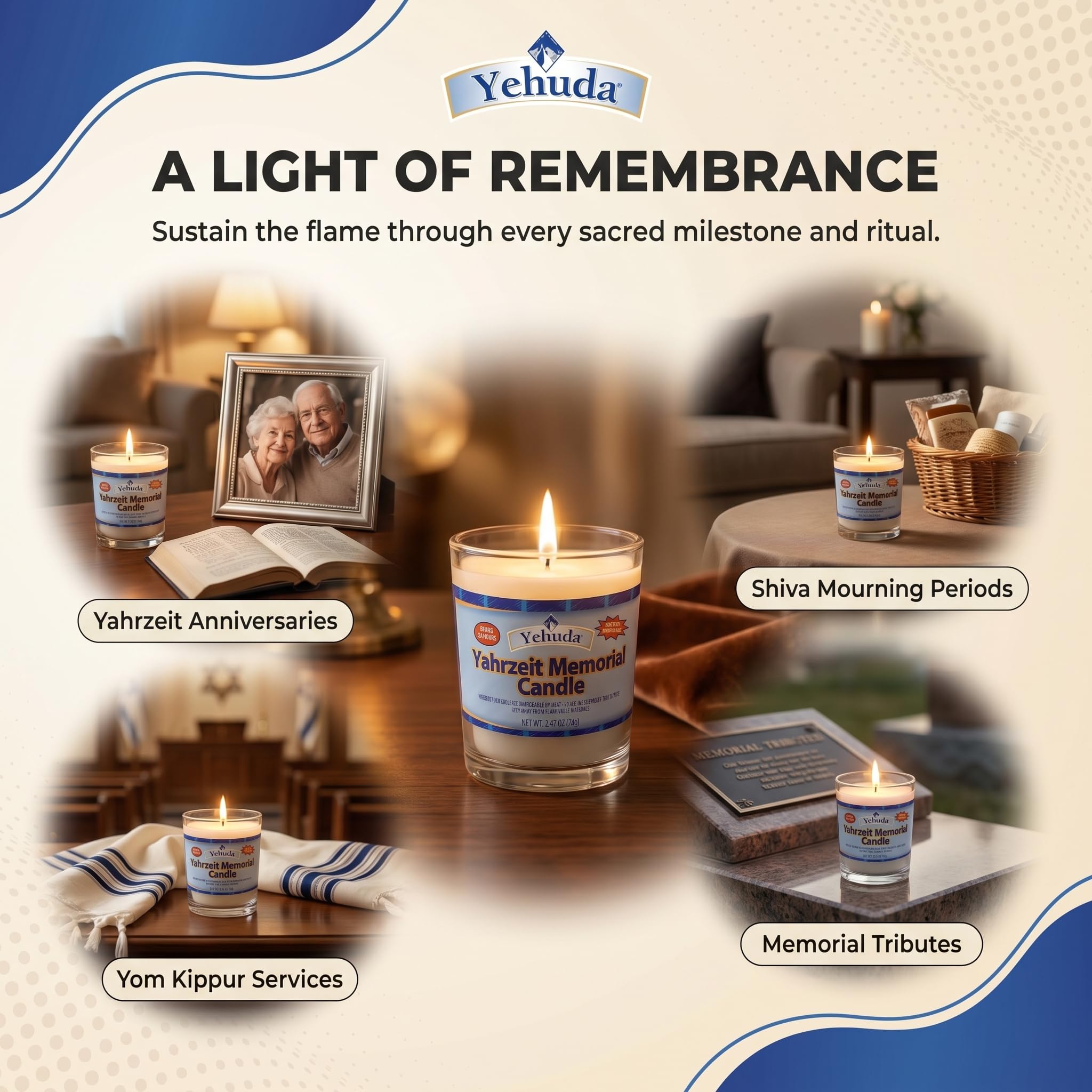 Yehuda Yahrzeit candle 24 pack bulk with glass container