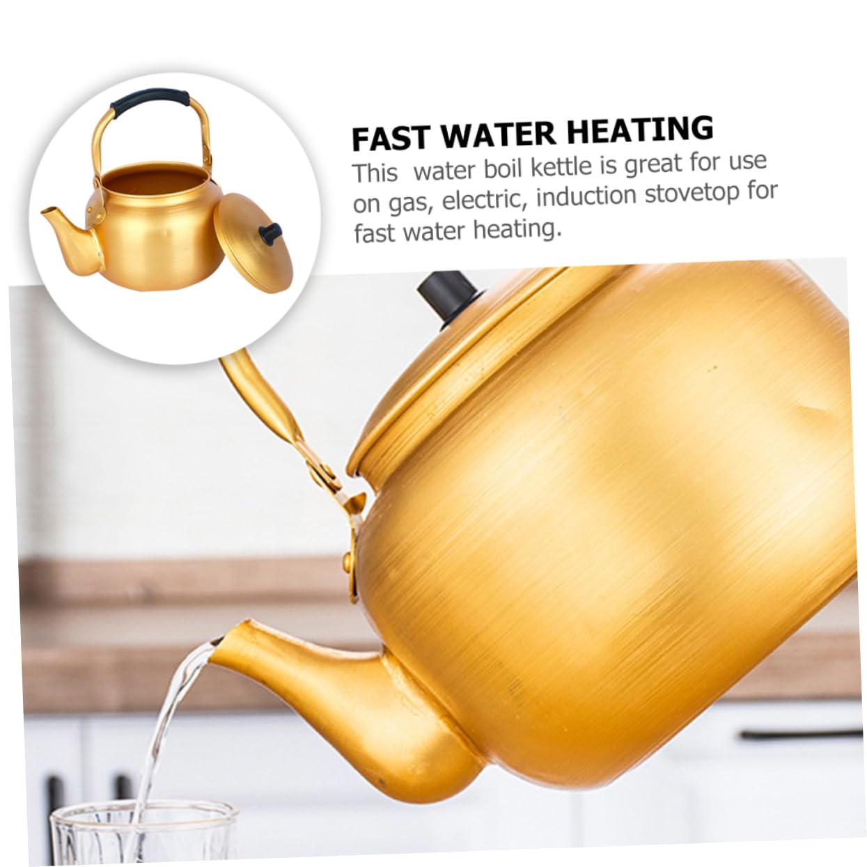 Cool-Touch ergonomic handle tea kettle for safe pouring
