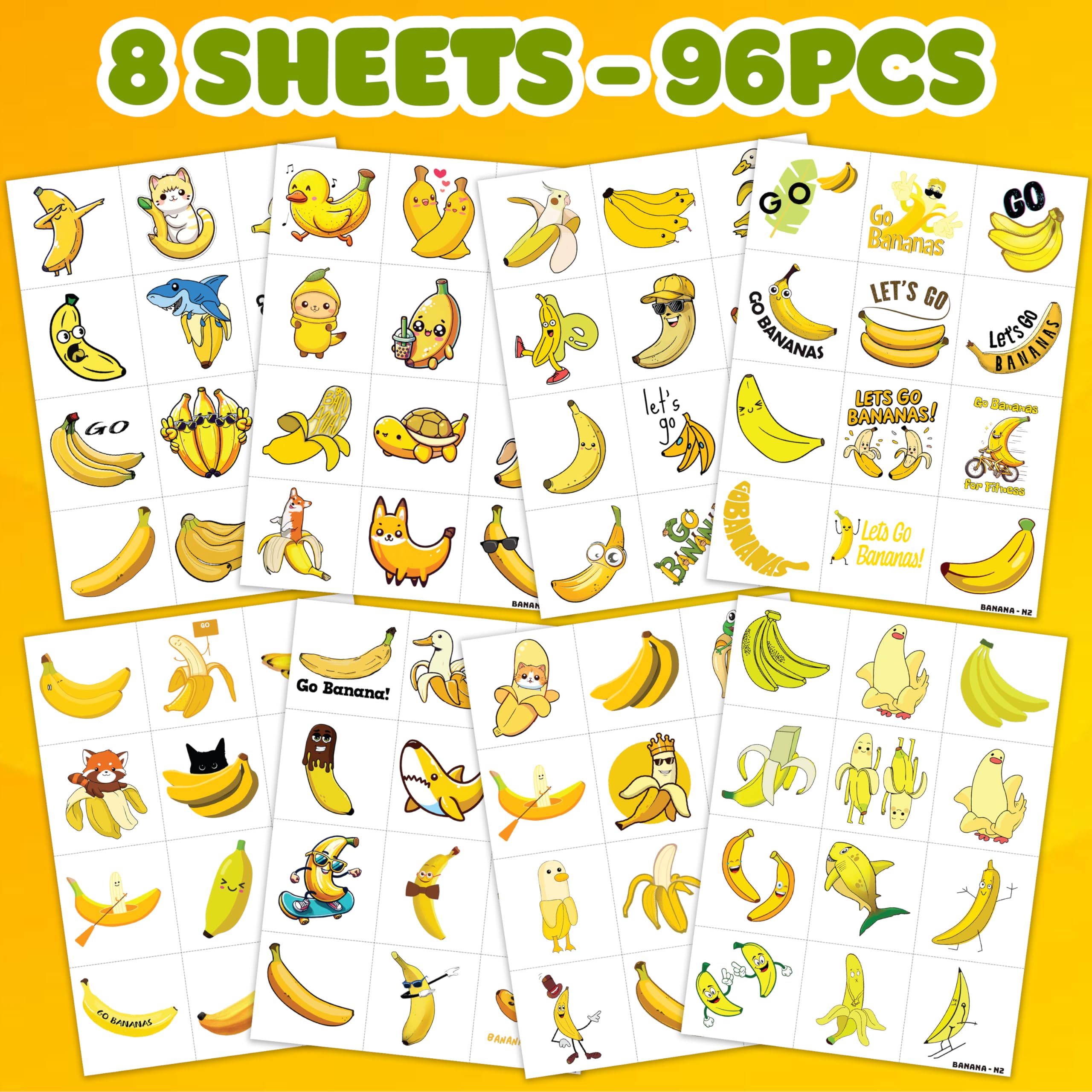 Waterproof banana decals lasting 3-5 days