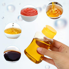 Yellow flip lid on transparent honey squeeze bottle