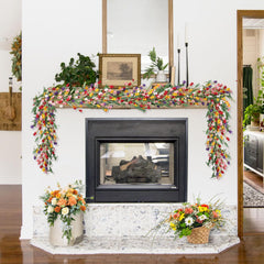 Yellow pink decorative garland for wall backdrop