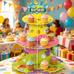 Cardboard cupcake stand for birthday party decorations