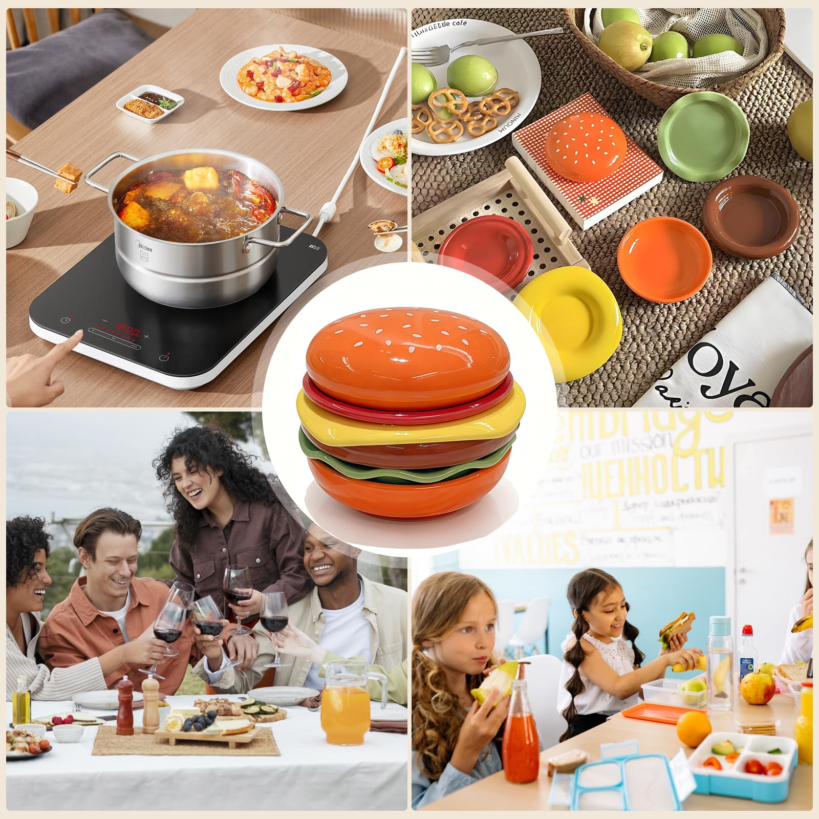 Gift-ready Yemotous burger shaped sauce dishes set for friends