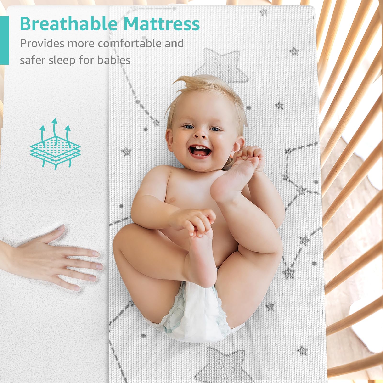 Breathable foam mattress design for baby sleep safety
