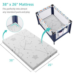 Pack and Play 38x26 mattress topper for standard play yards