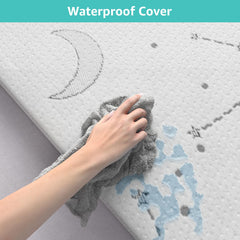 Waterproof cover on YENING topper for easy cleaning