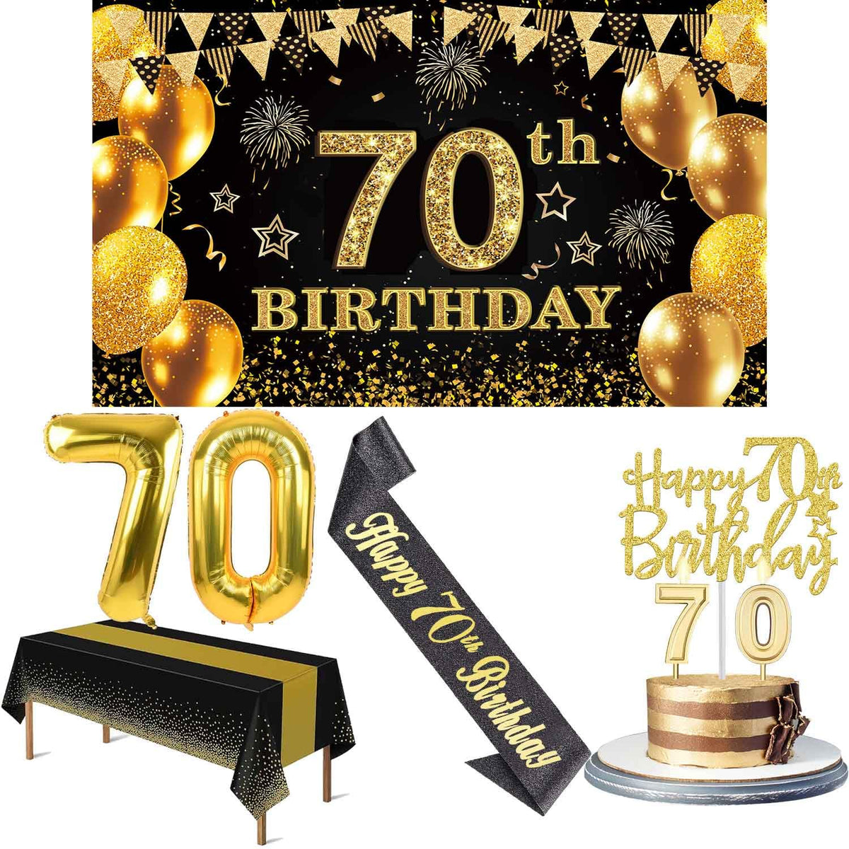 YeohJoy 70th birthday decorations banner