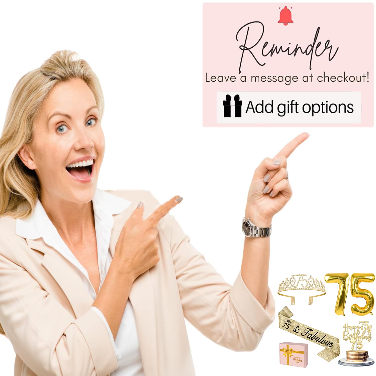 Complete YeohJoy Gold 75th birthday decorations kit