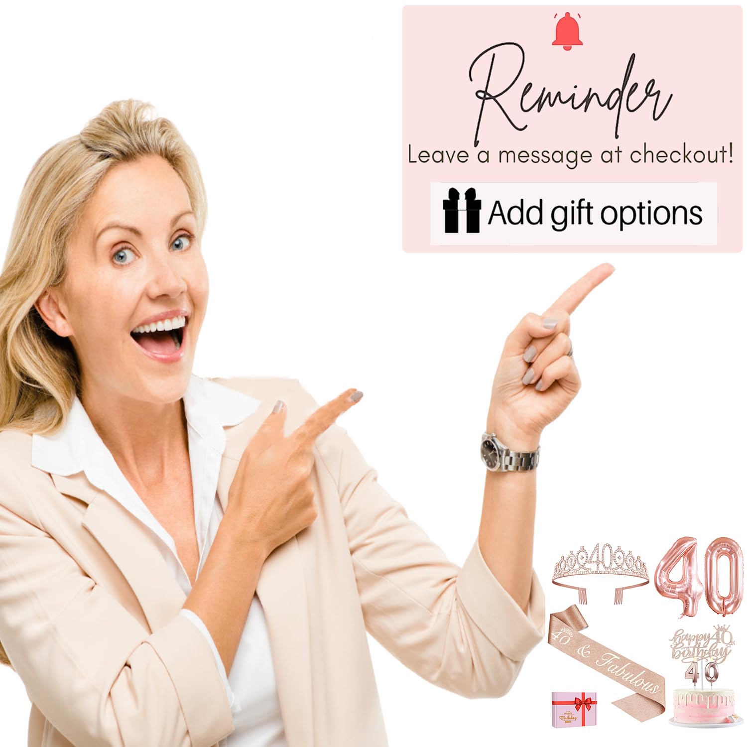 Gift box packaging for rose gold 40th decorations