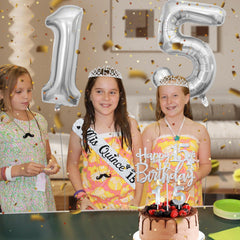 Glittery 15th Birthday Cake Topper silver by YeohJoy