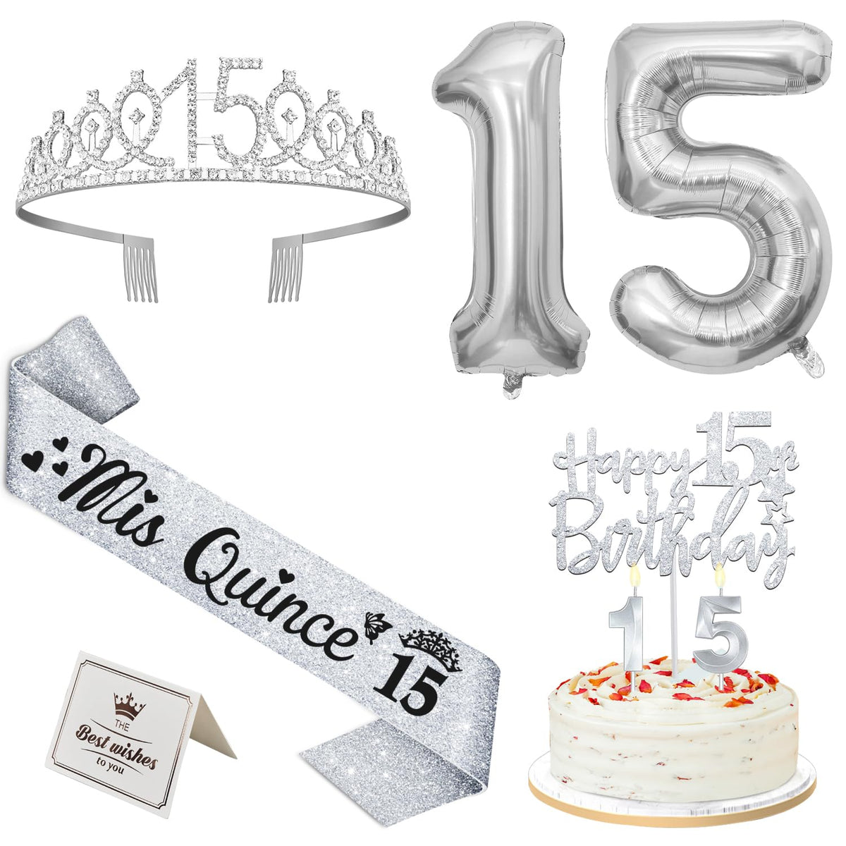 YeohJoy silver 15th birthday tiara for girls
