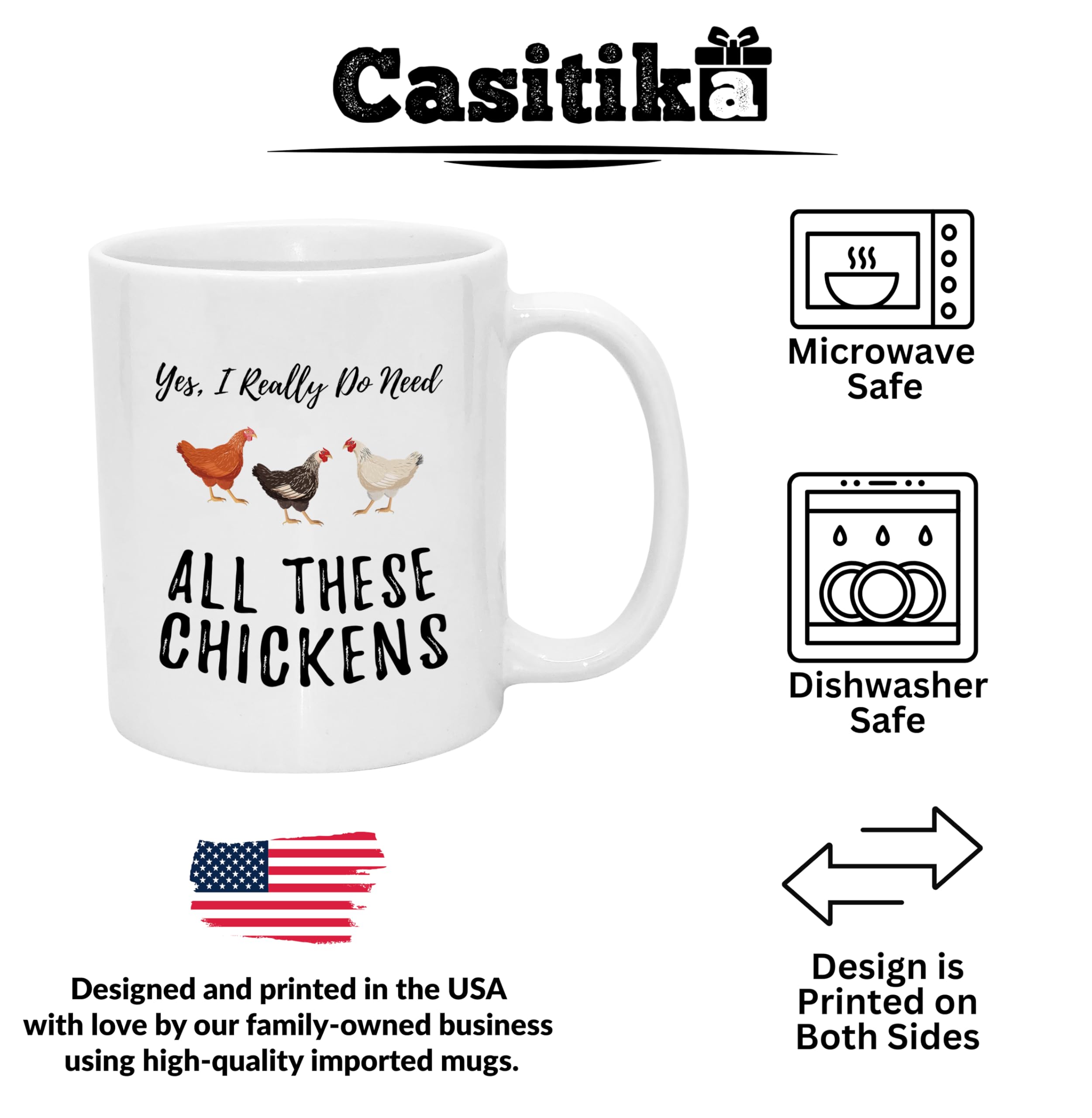 Mug side profile showing comfortable handle for poultry lovers