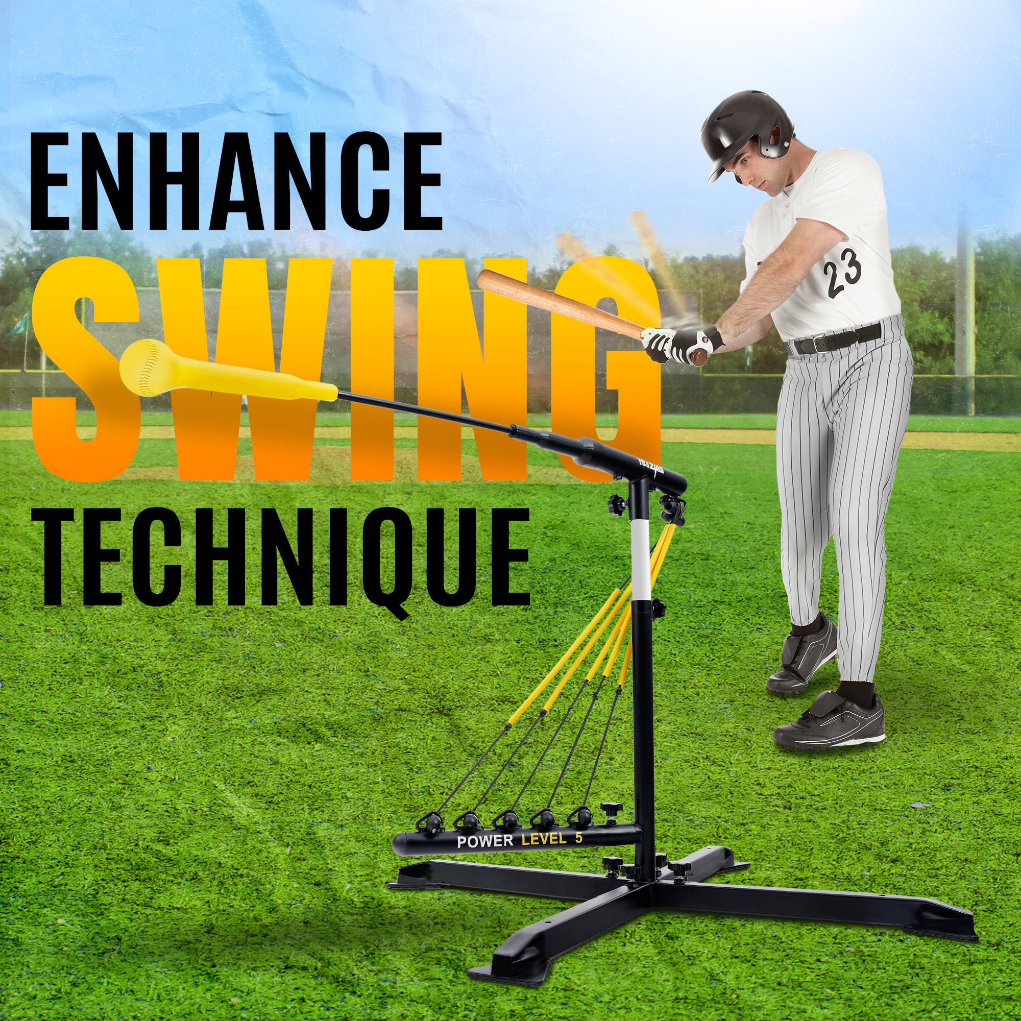 Yes4All Baseball Practice Training Equipment swing trainer in use