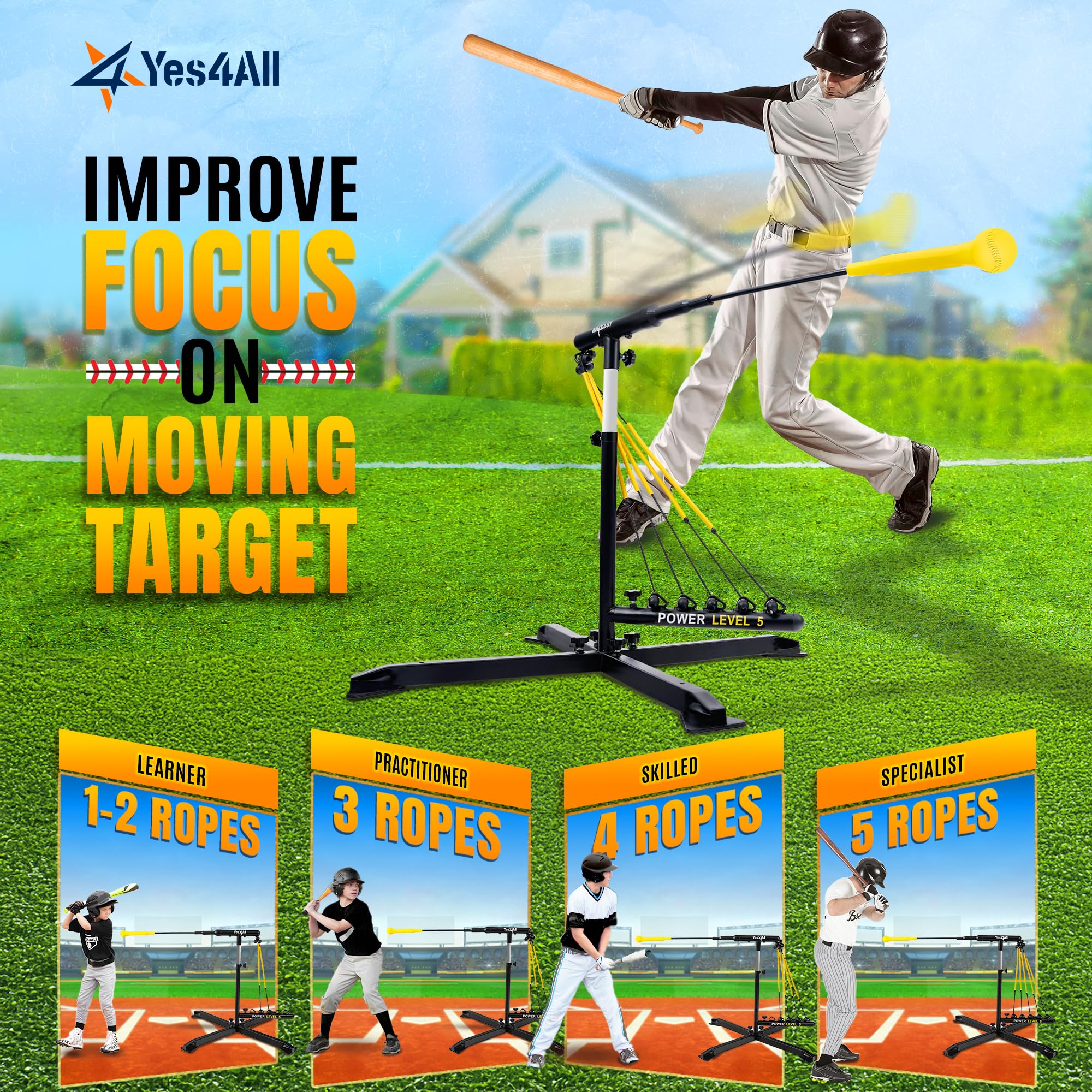 Yes4All Baseball Practice Training Equipment x shaped base in view