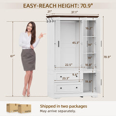 Bottom cabinet and storage space in YESHOMY armoire wardrobe closet