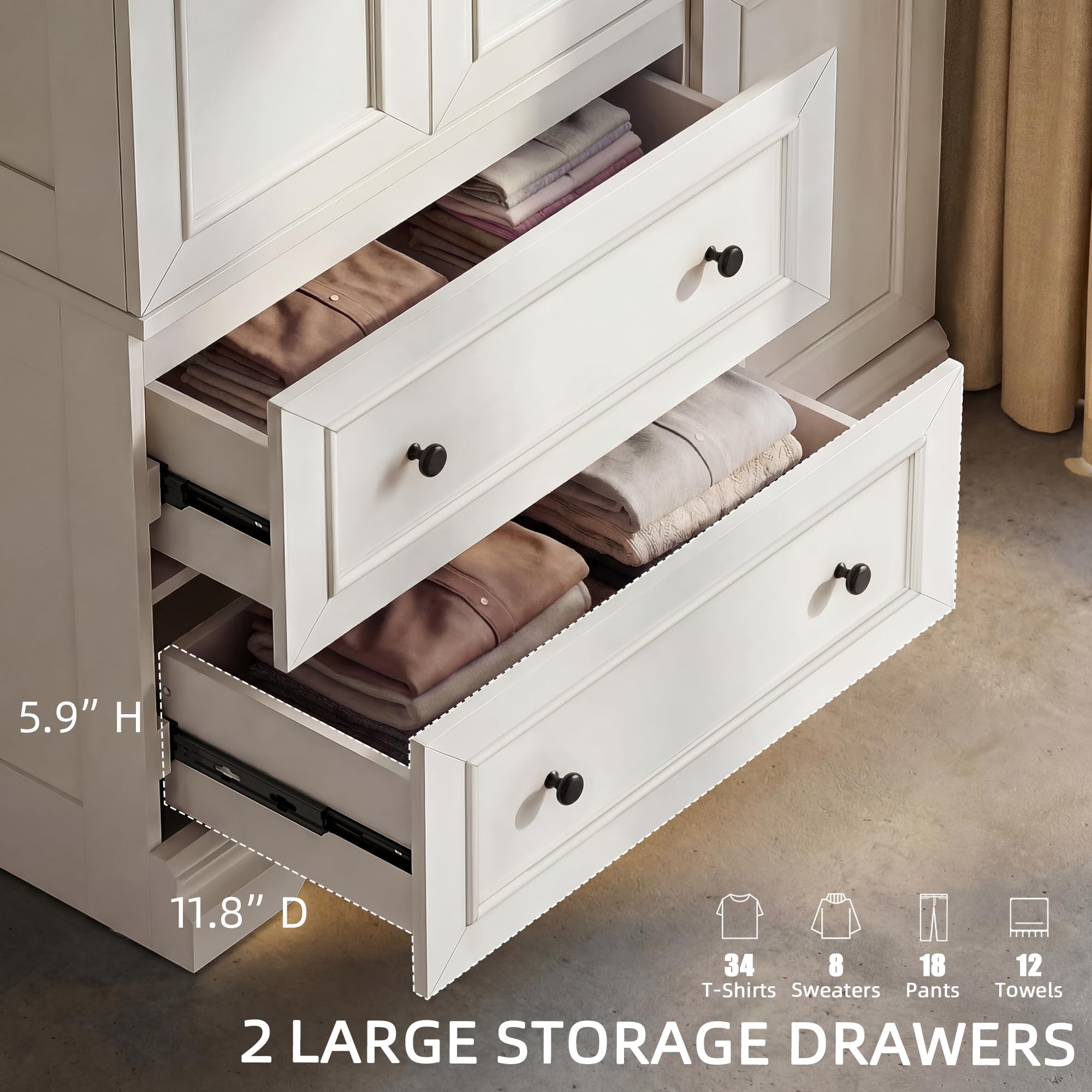 Two-drawer storage in YESHOMY armoire wardrobe closet