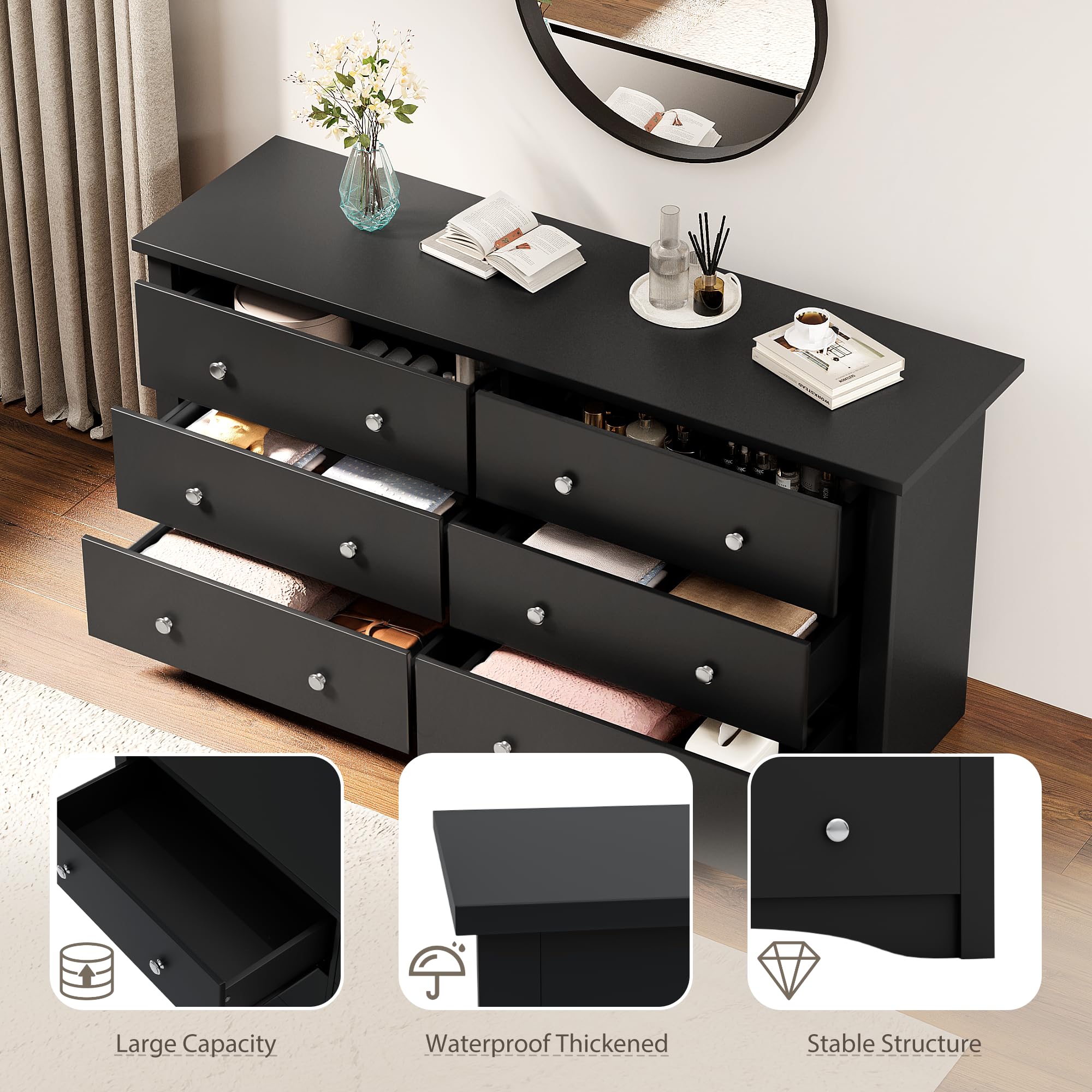 YESHOMY storage chest with six large drawers matte finish