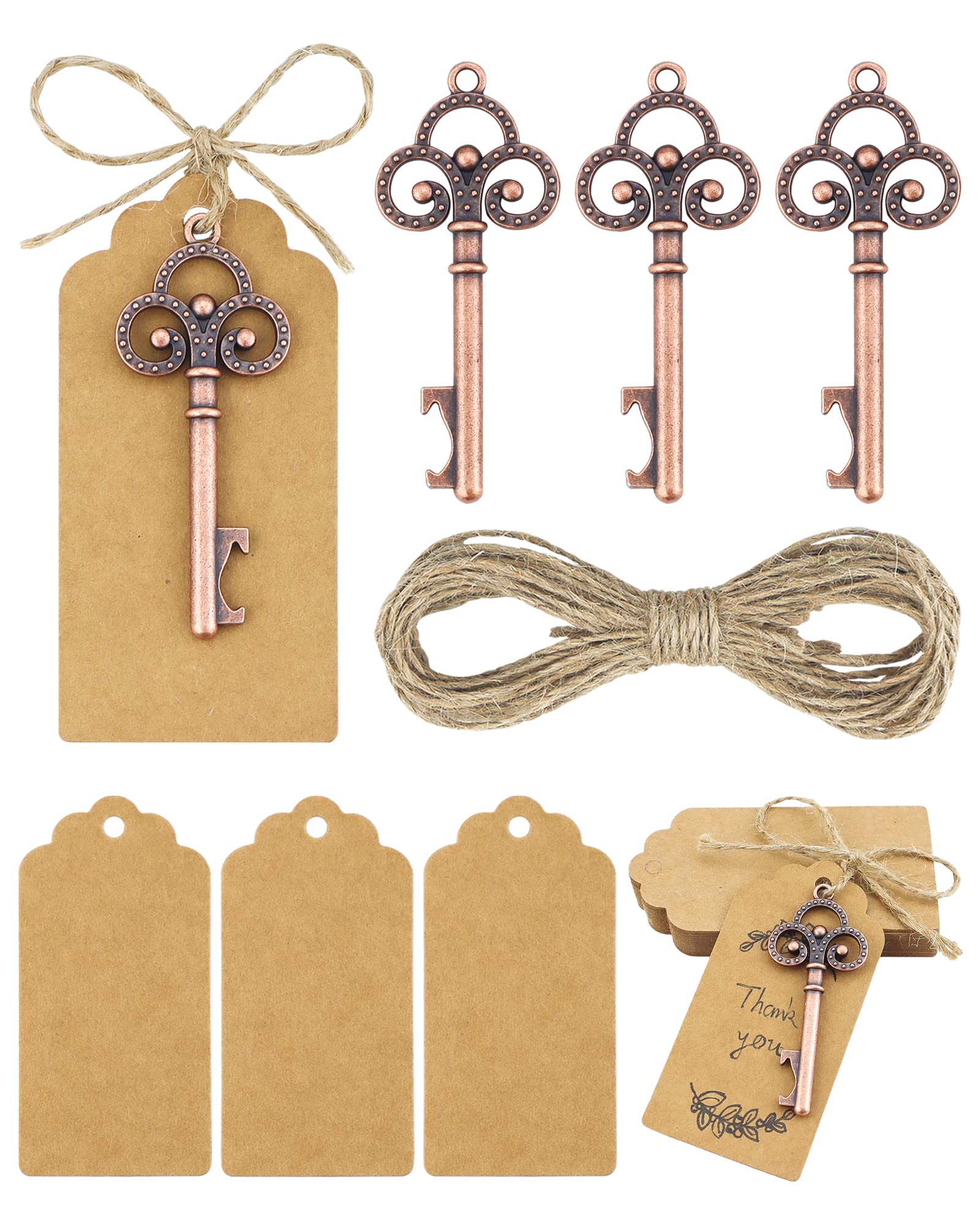 YETOOME vintage skeleton key bottle openers set with 30 pieces