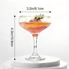 Lead-free crystal margarita glass close up clarity