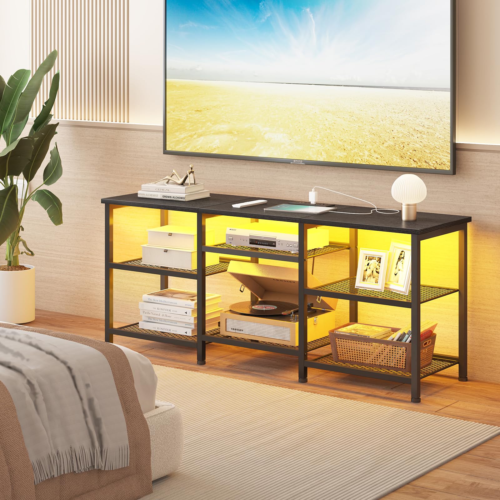 LED lighting options for YGEOMER entertainment center