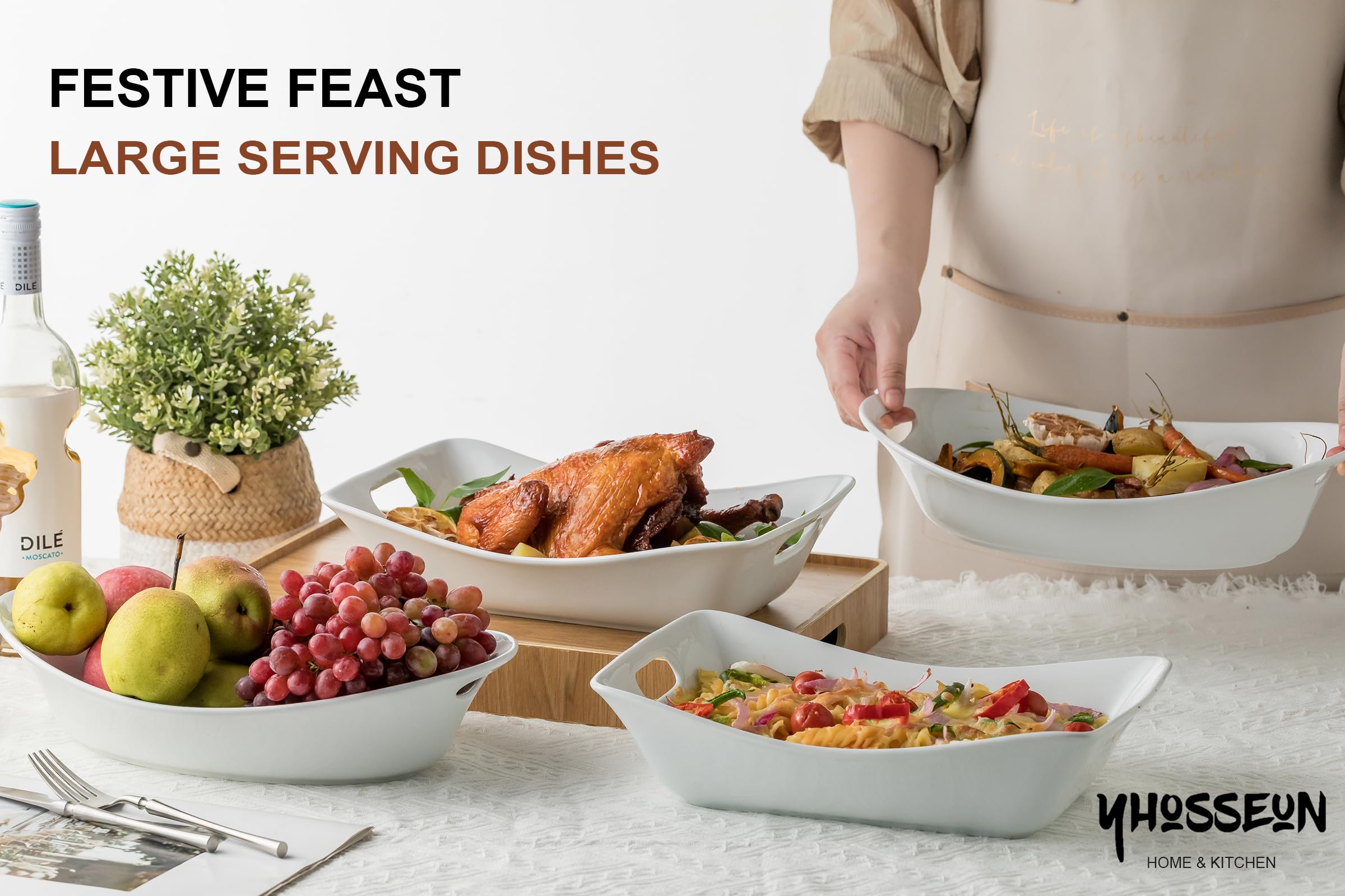 Serving bowls shown with other serveware display