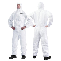 YIBER white disposable coveralls large 5 pack hooded product image