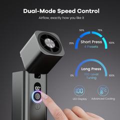 Quiet operation 25dB on Yibest titanium alloy handheld fan