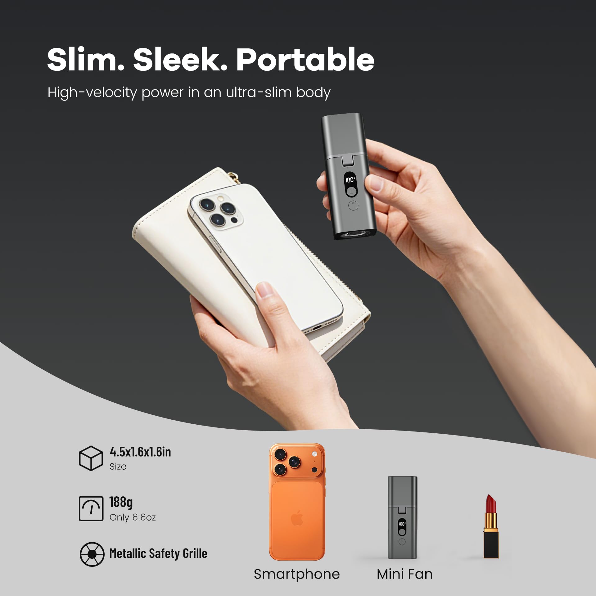 Portable USB-C rechargeable fan and flashlight by Yibest