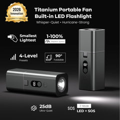 Handheld fan with flashlight feature in orange shade