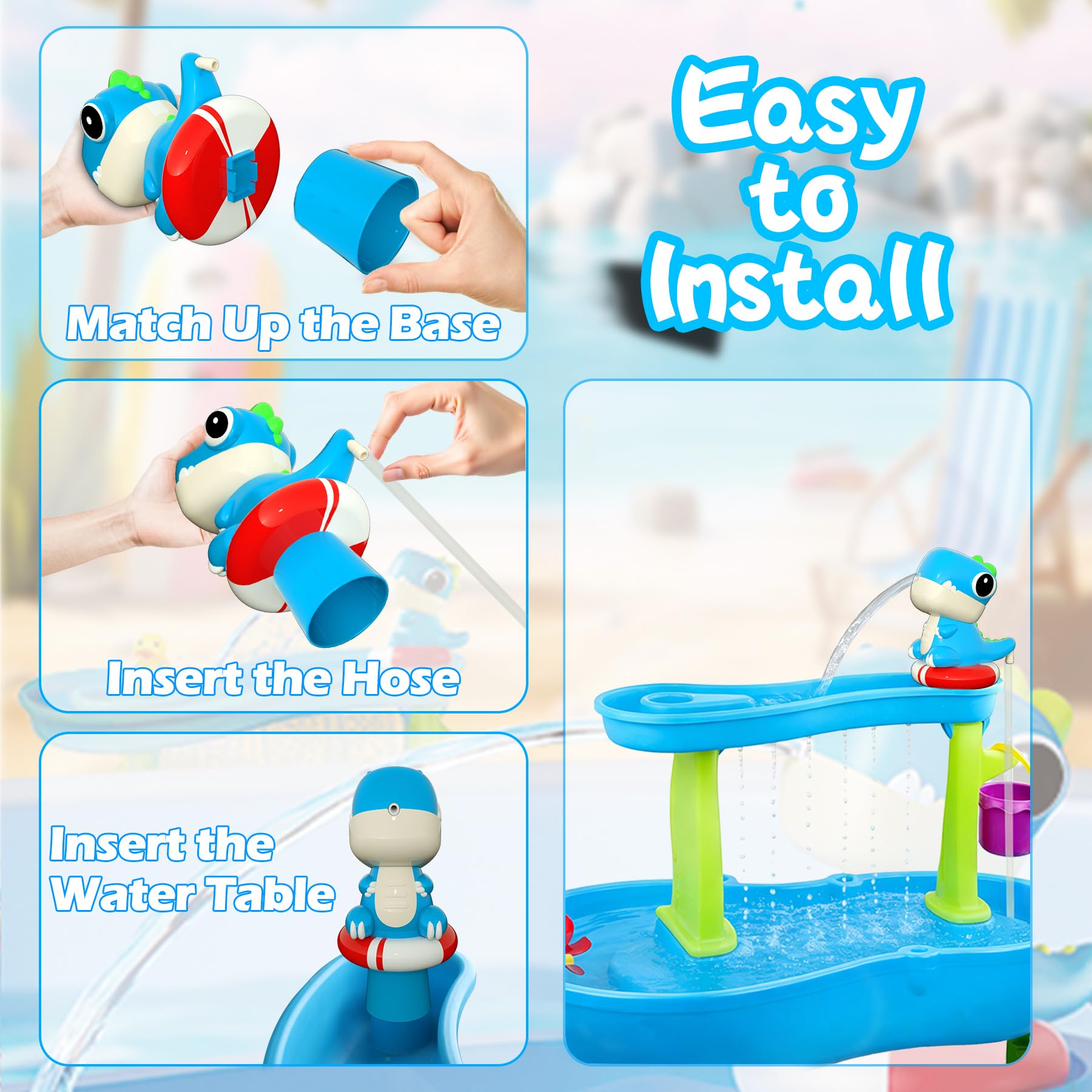 Dinosaur design water table pump for kids outdoor use