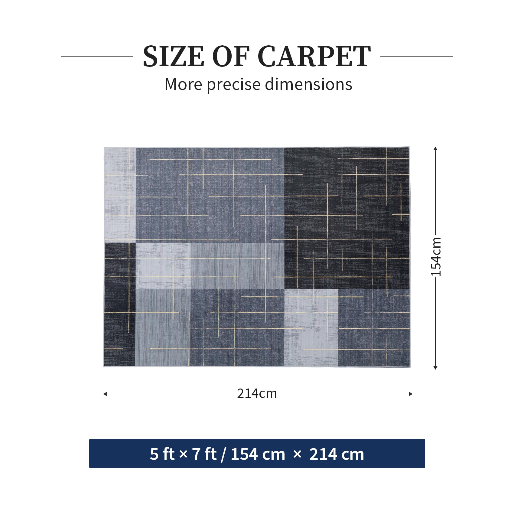 Non slip backing rug YIHOUSE 5x7 blue gray white