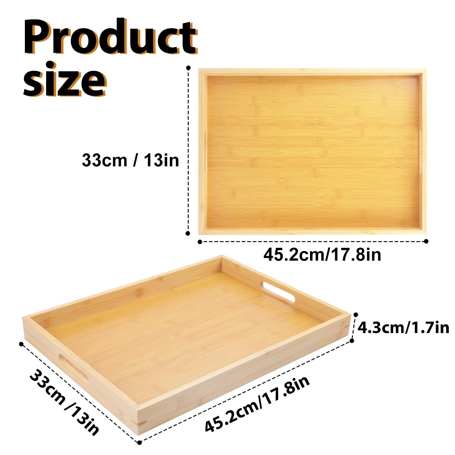 Rectangular bamboo bed trays 18x13 inches by Yiksonyo