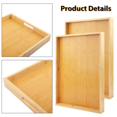Bamboo serving trays with grip handles and raised edges