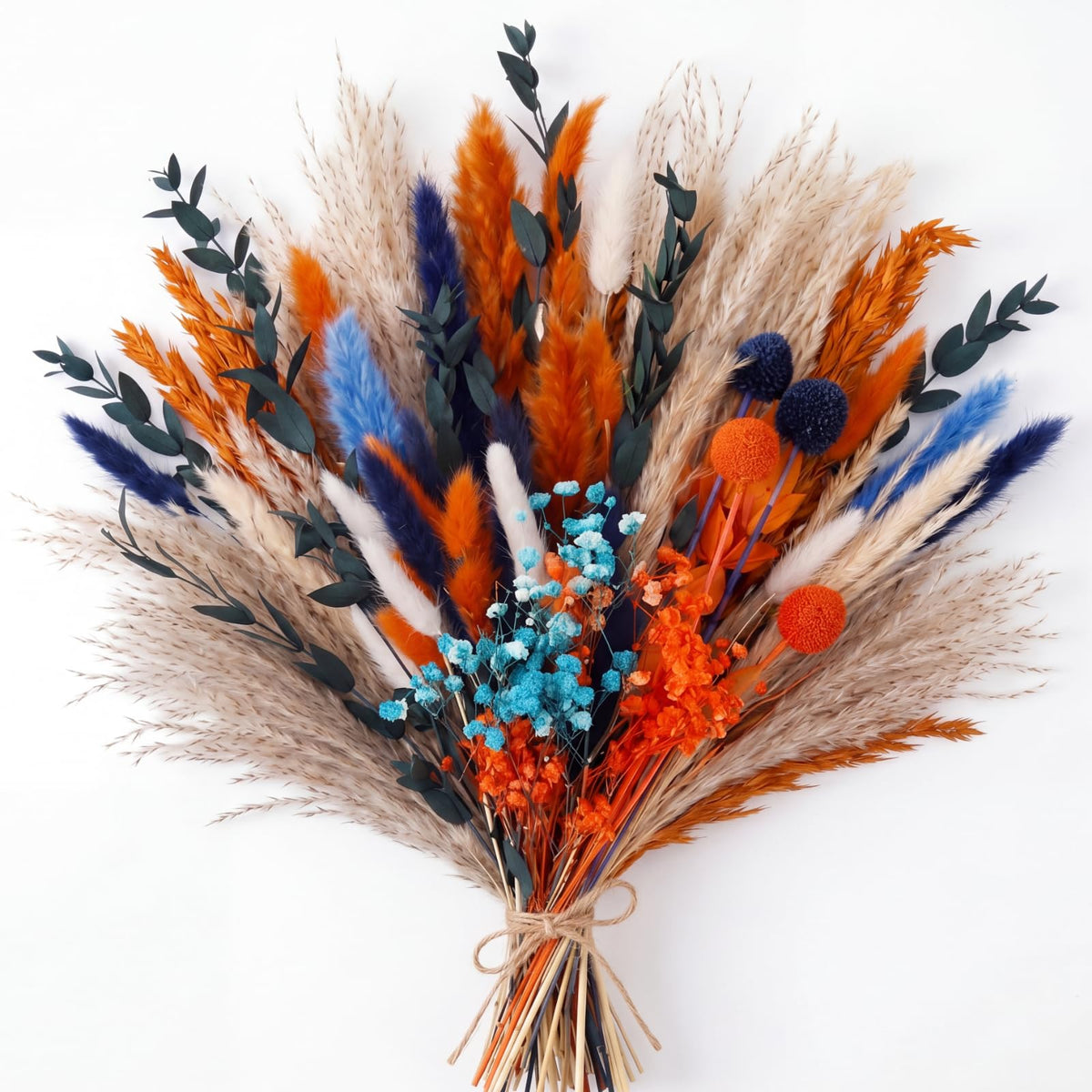 Yinder Blue and Orange Fall Decor 92 Pcs dried flower bouquet set