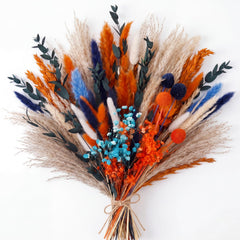 Yinder Blue and Orange Fall Decor 92 Pcs dried flower bouquet set