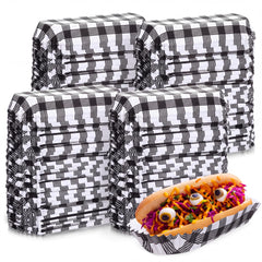 Yinkin paper hot dog trays black checkered 6 inch