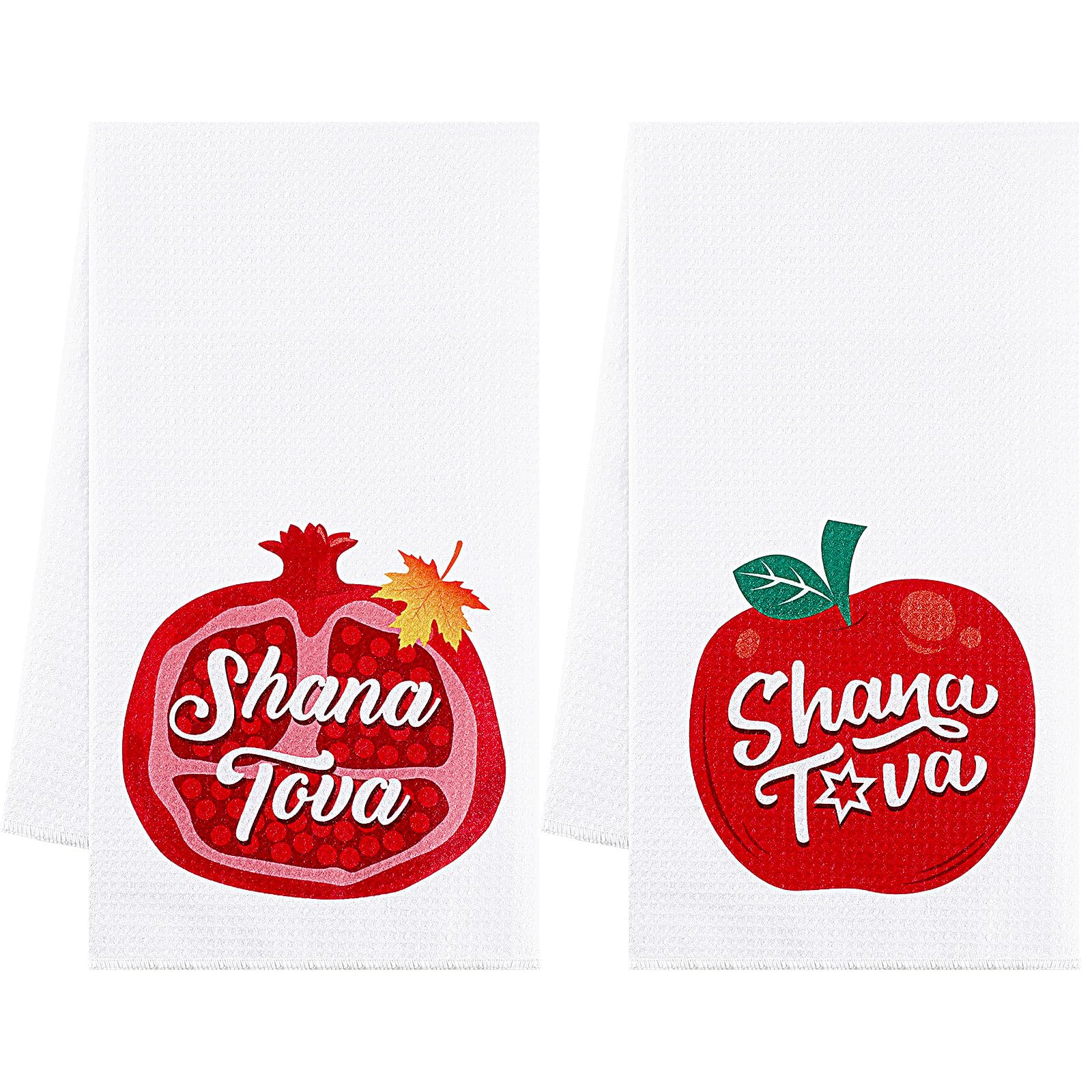 Yinkin red 27x27 inch Rosh Hashanah kitchen towel in pack of 2