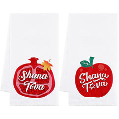 Yinkin red 27x27 inch Rosh Hashanah kitchen towel in pack of 2