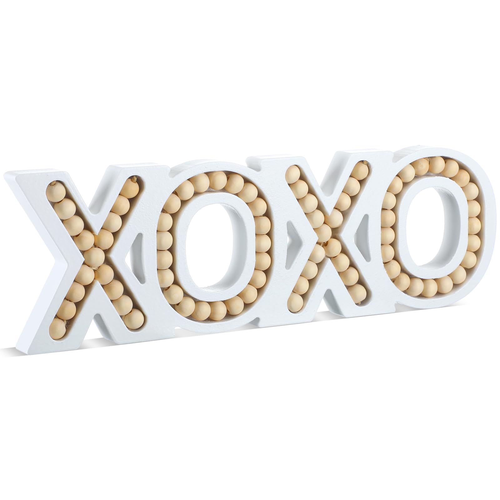 Yinkin valentines day wooden beaded xoxo sign on tabletop