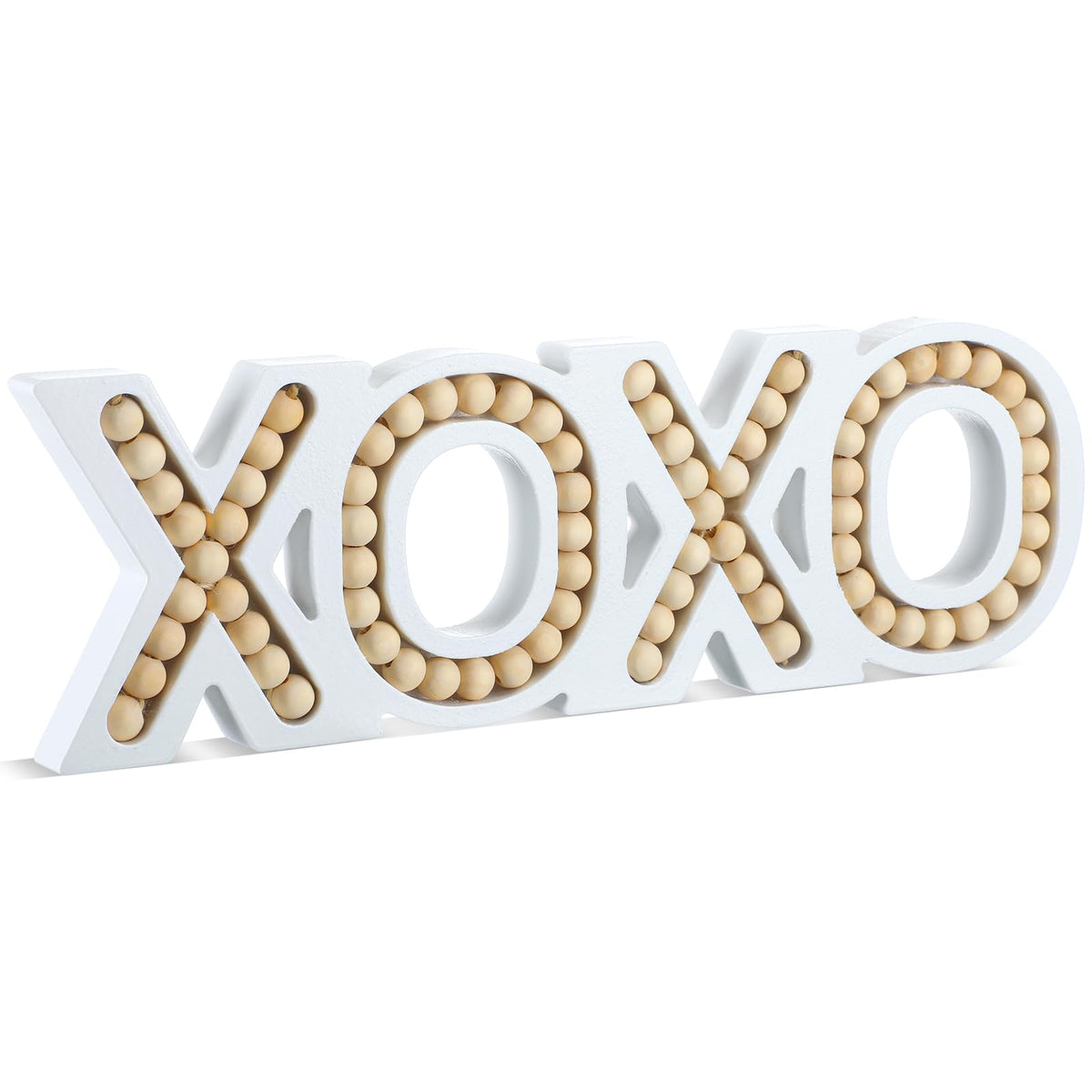 Yinkin valentines day wooden beaded xoxo sign on tabletop