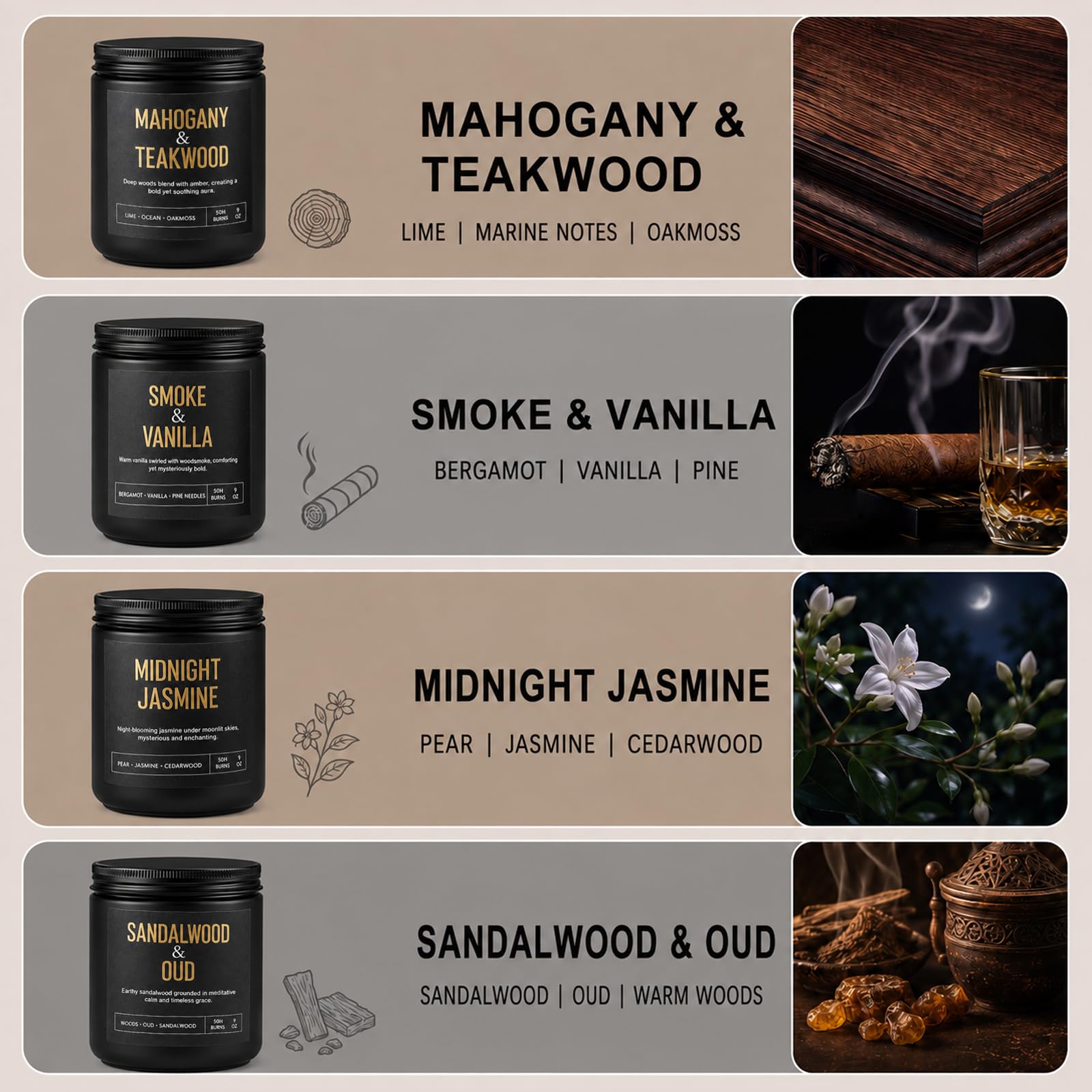 Mahogany & Teakwood candle from Yinuo gift set